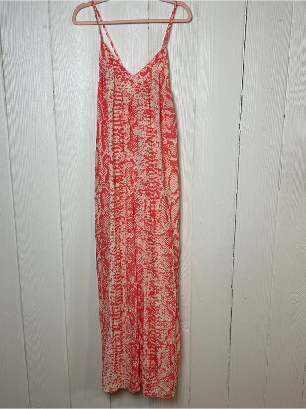 Maaji Summer Safari Coral Reptile Snakeskin print wide leg Jumpsuit Size L